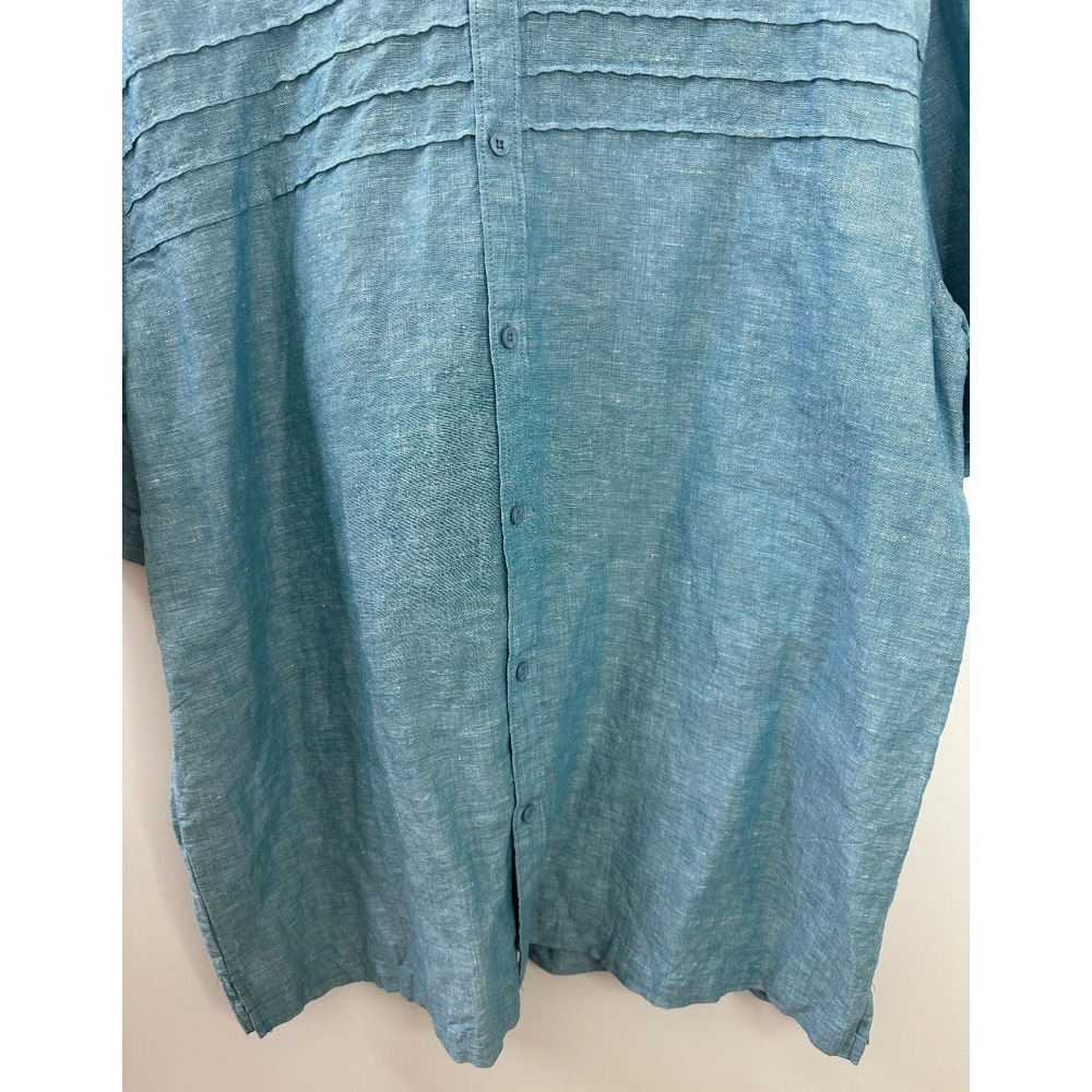Cubavera Linen Cotton Blend Horizontal Pintcuk Button Short Sleeve Shirt Mens XL - Picture 7 of 12